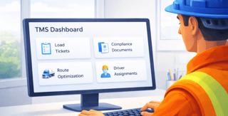ogistics worker reviewing truck routing options on a tablet to reroute a rejected bulk commodity load