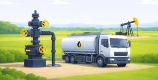 Oil-tanker-truck-at-an-active-oil-wellsite