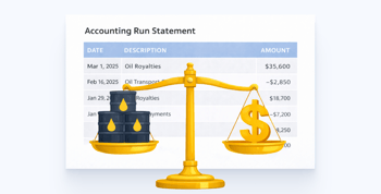 Balance scale with oil barrels and a dollar sign