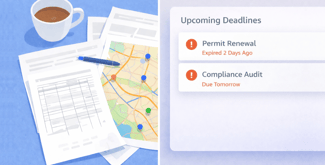 A digital dashboard showing automated lease expiration alerts compared to traditional manual paper tracking.