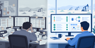 Manual versus automated lease management workflow for oil and gas companies.