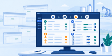 Automated unclaimed property reporting dashboard showing data management, compliance monitoring, and filing workflows for energy companies.
