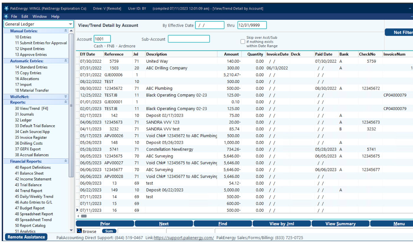 Pak Accounting - General Ledger module